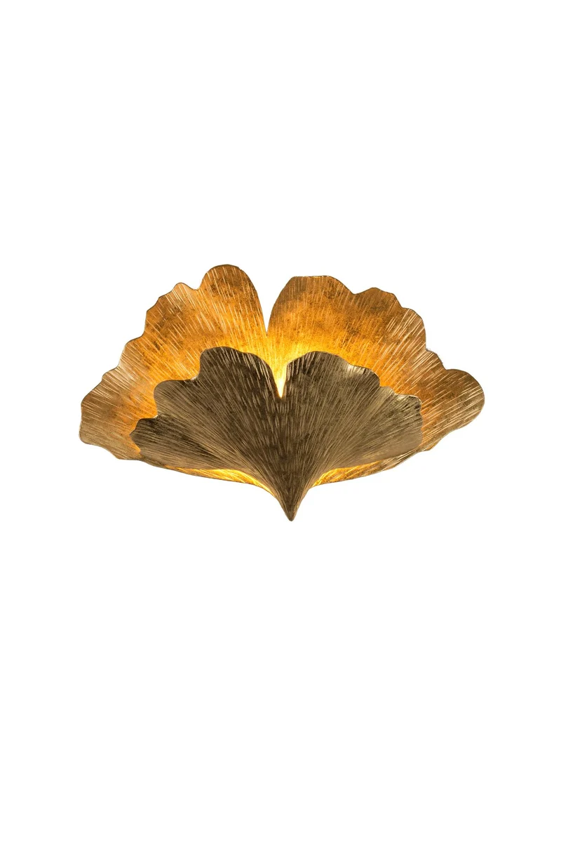 Wandleuchte Ginkgo Due 2-flammig gehämmert Rund 32x11cm