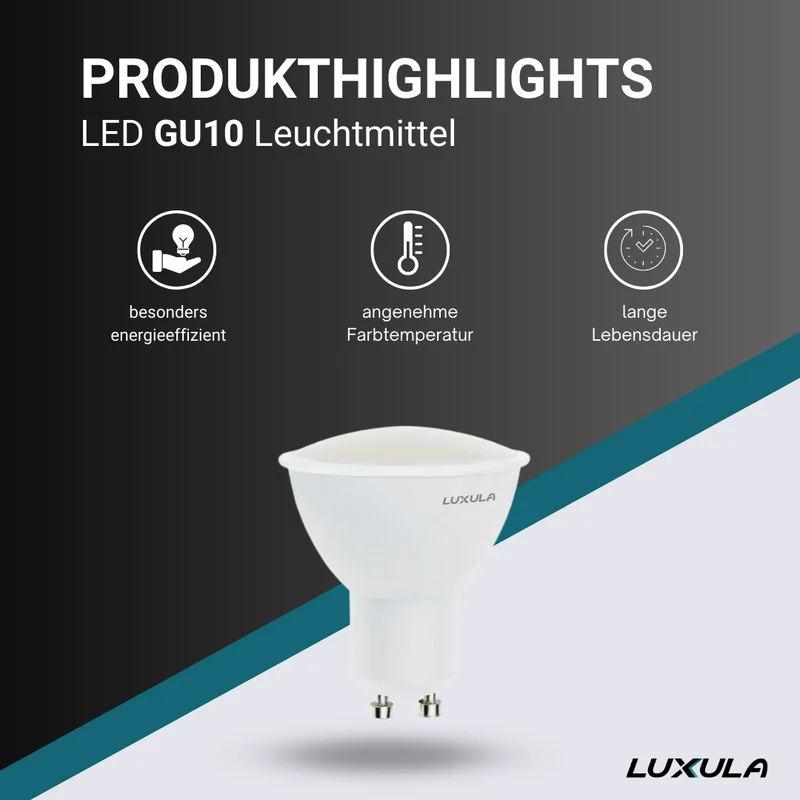 10er Pack LED Leuchtmittel GU10, MR16, 5W, 436lm, 2700K