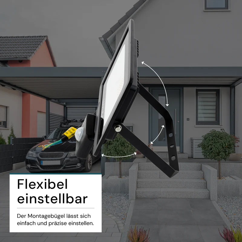 LED-Fluter mit Bewegungsmelder, 30 W, 3000 K (warmweiß), 3000 lm, schwarz, IP65