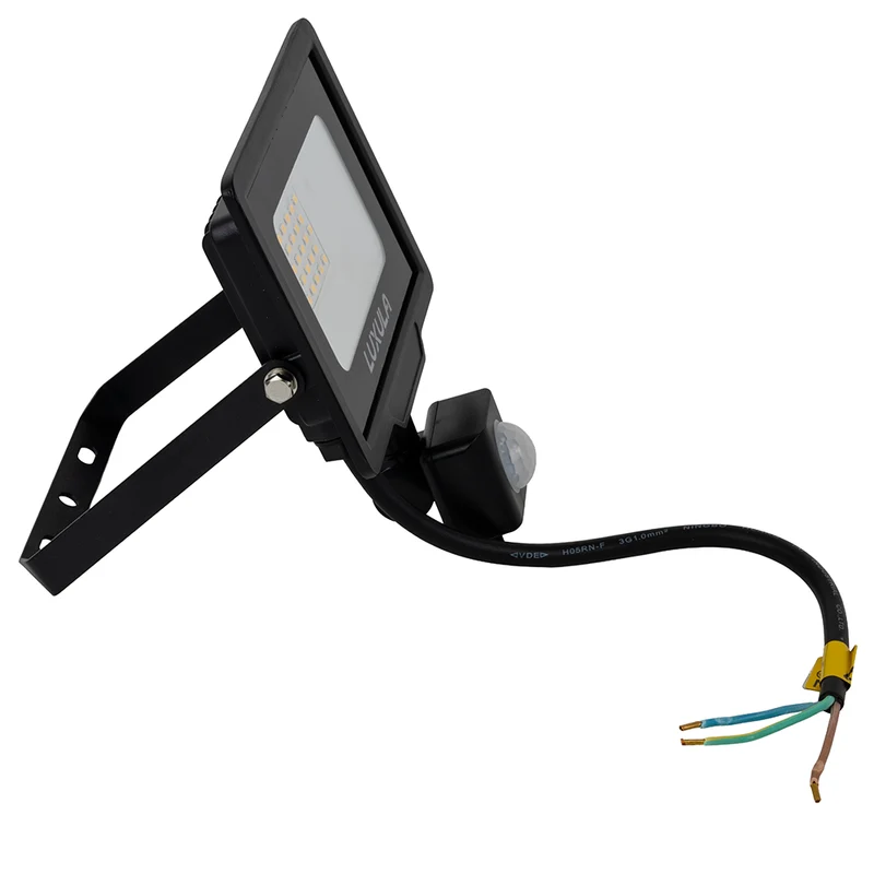 LED-Fluter mit Bewegungsmelder, 20 W, 3000 K (warmweiß), 2000 lm, schwarz, IP65