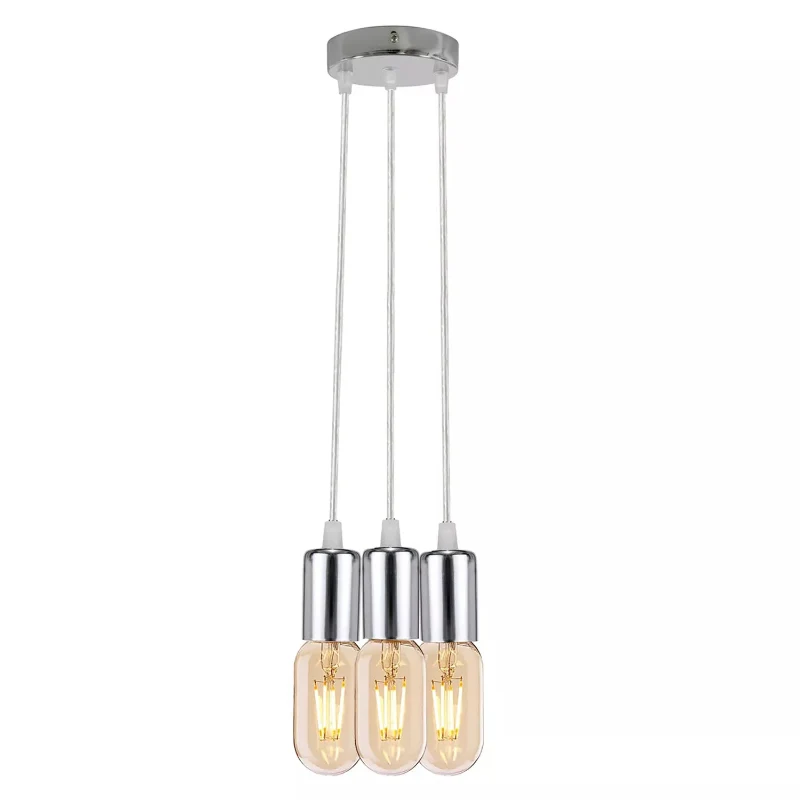 3er-Set Lampenfassungen Chrom, max. 60W E27 Glühbirne~1586