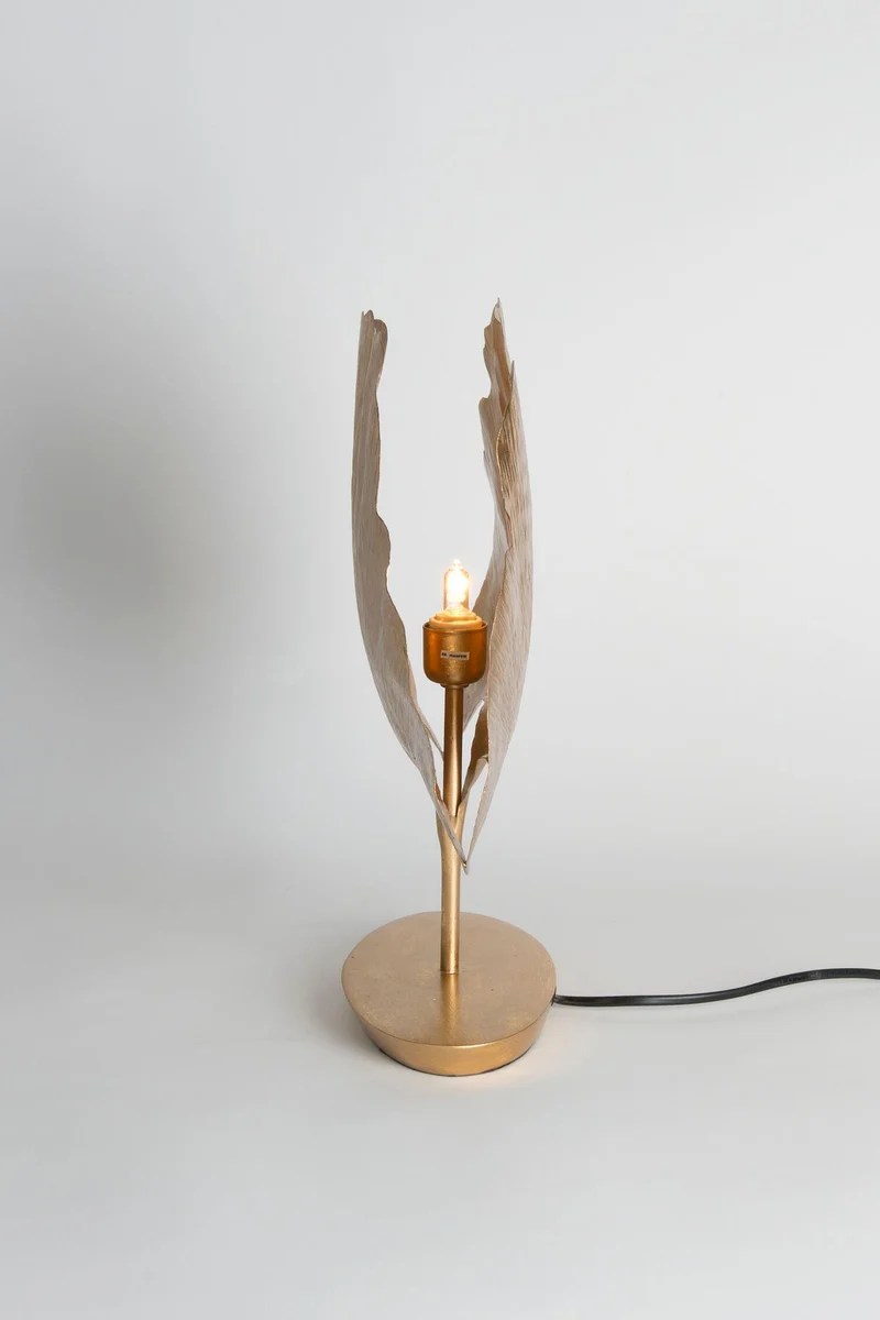 Tischlampe Gingko gehämmert Oval 34x11cm Gold