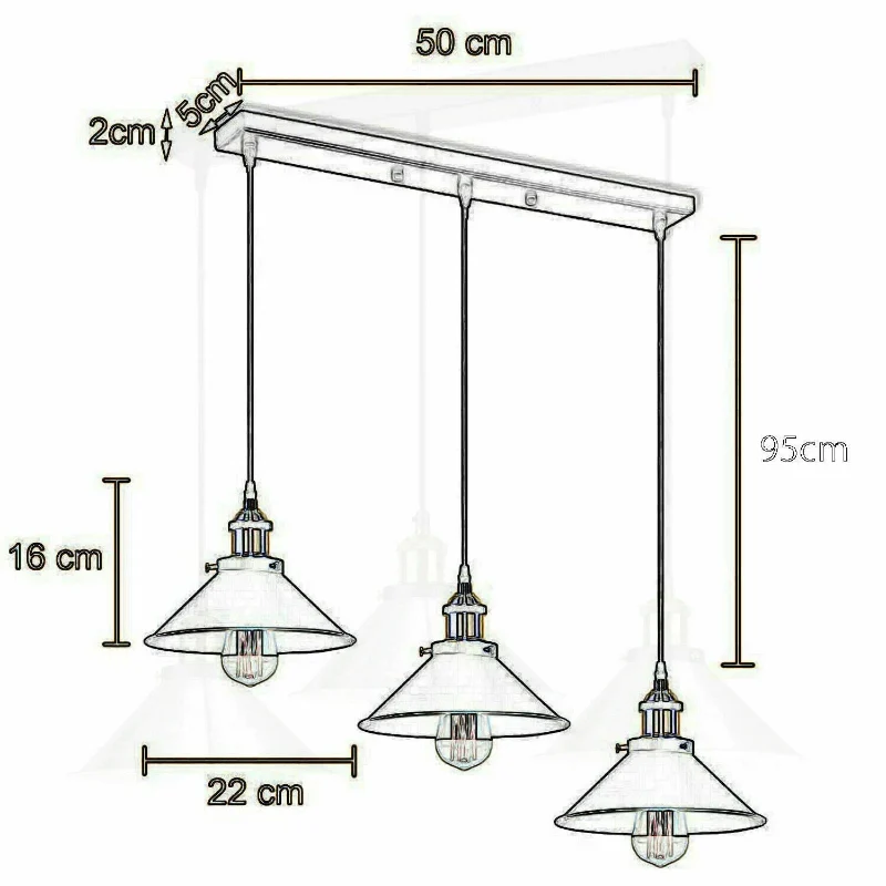 Pendelleuchte für esszimmer ,Chrom, Kegel ,3-flammig ,E27~1640