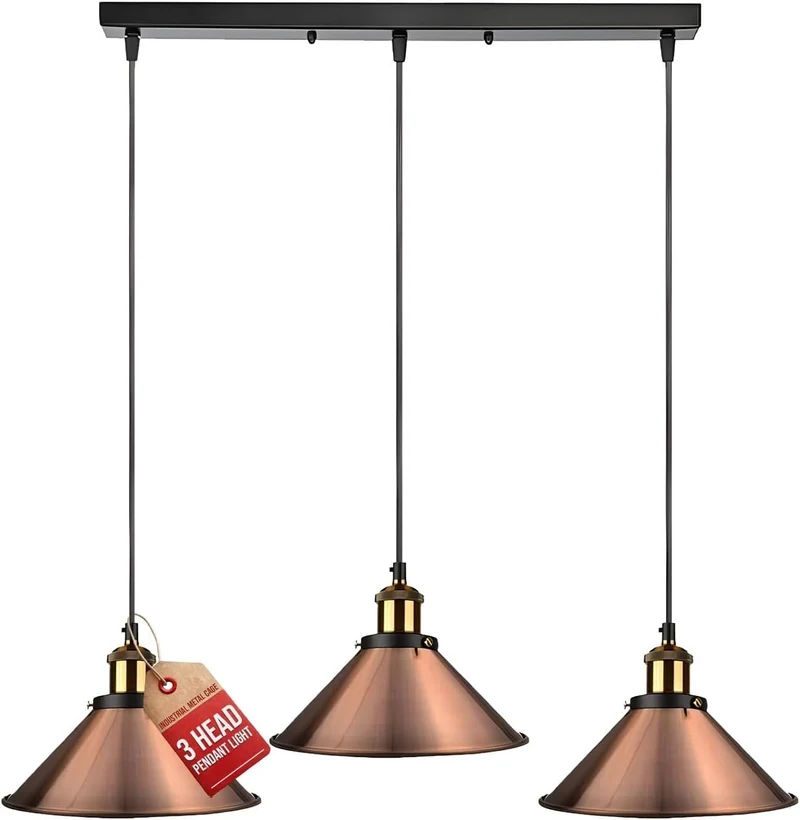 3 flammige Pendelleuchte Kücheninsel Kegel kupferfarbene ~1639