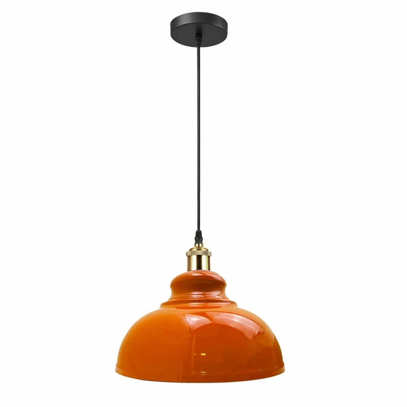 Moderne Pendelleuchte mit orangefarbenem Stoffschirm – E27 ~1569
