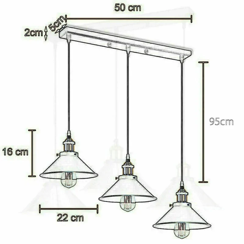 Vintage Pendelleuchten 3-flammig retro lampen~1633