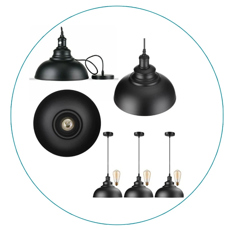 Industrielle schwarze Pendelleuchte im Vintage-Design ~1550