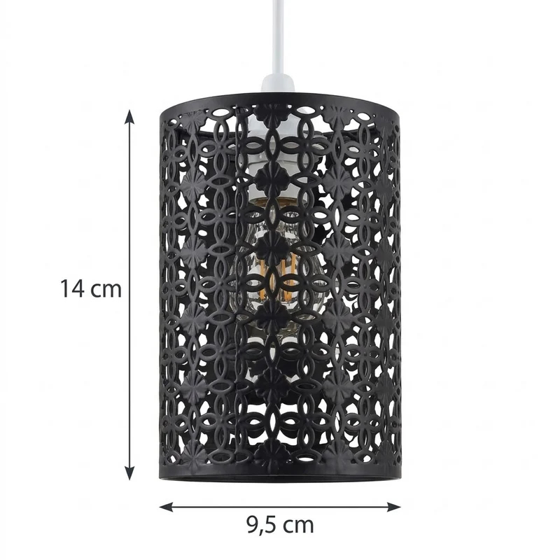 Marokkanischer Ornament Lampenschirm – Schwarz Easy Fit | Ø 9,5cm | E27 , B22 ~1380
