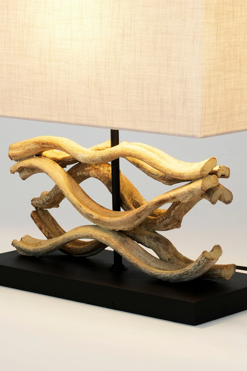 Tischleuchte Panarea Holz mit Schirm Rechteckig 35x15cm