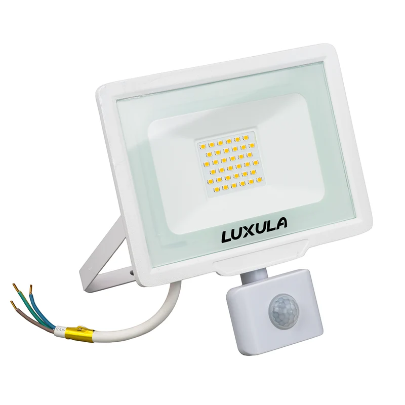 LED-Fluter mit Bewegungsmelder, 30 W, 4000 K (neutralweiß), 3000 lm, weiß, IP65