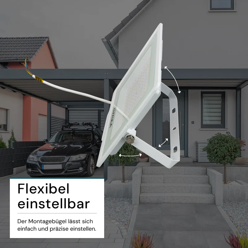 LED-Fluter, 100 W, 3000 K (warmweiß), 10000 lm, weiß, IP65