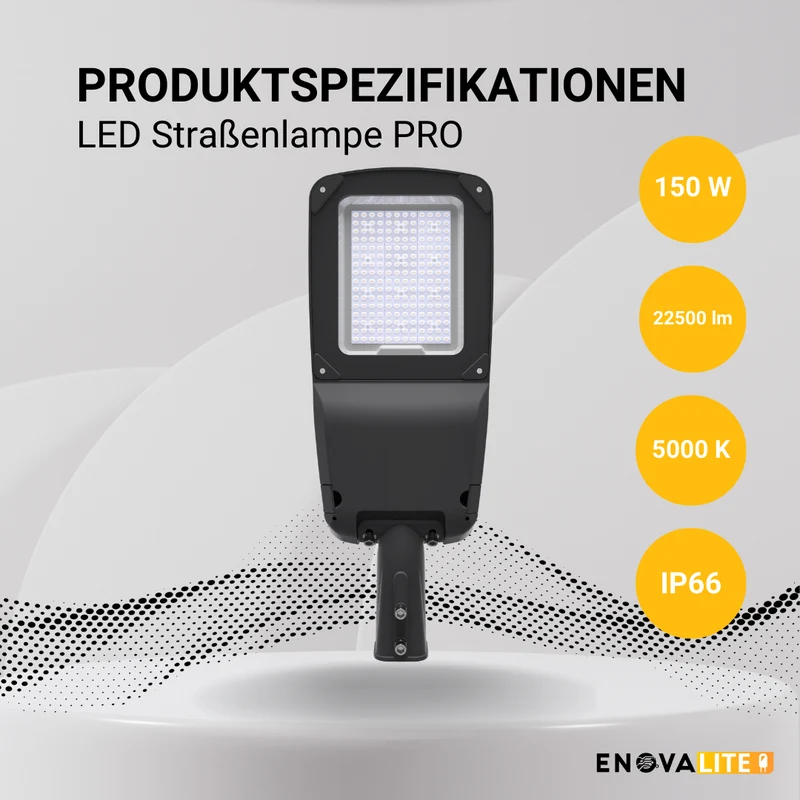 LED-Straßenleuchte PRO, 150 W, 22500 lm, 5000 K (neutralweiß), IP66, SOSEN Driver, LUMILEDS LED