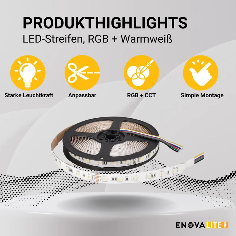 LED-Streifen, RGB und CCT, 5 Meter Länge, 60LED/m, 24 V, 12 mm