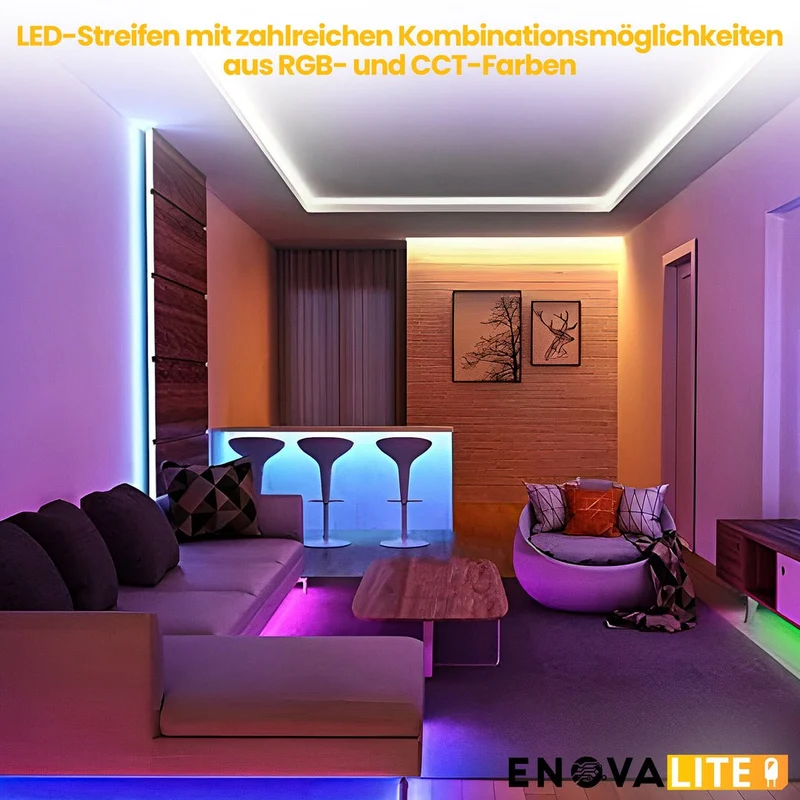 LED-Streifen, RGB und CCT, 5 Meter Länge, 60LED/m, 24 V, 12 mm