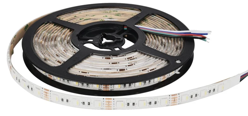 LED-Streifen, RGB und neutralweißes Licht, 5 Meter Länge, IP54, 60LED/m, 12 V, 10 mm