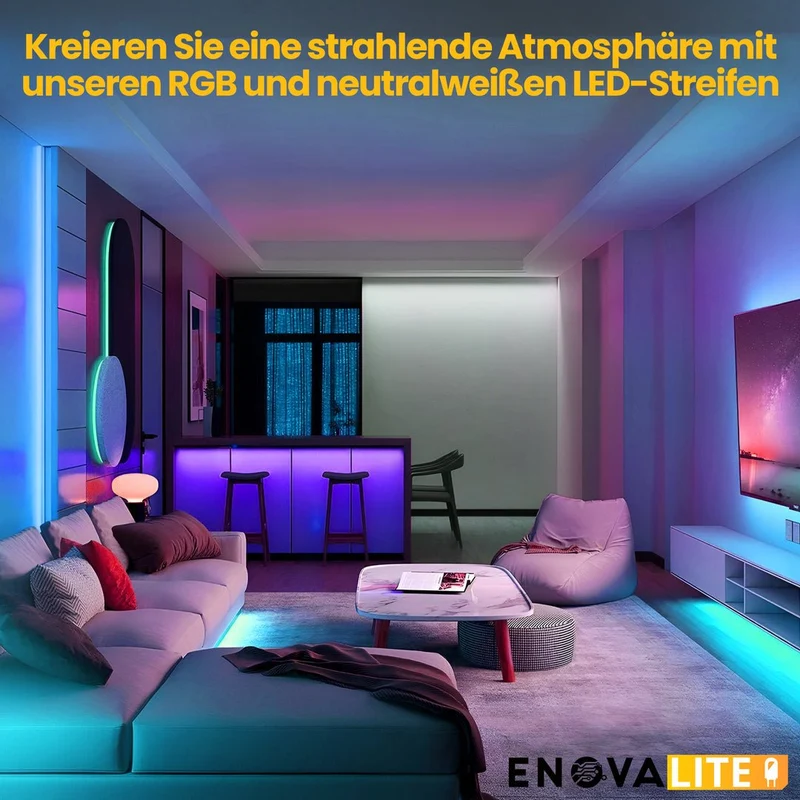 LED-Streifen, RGB und neutralweißes Licht, 5 Meter Länge, IP54, 60LED/m, 12 V, 10 mm