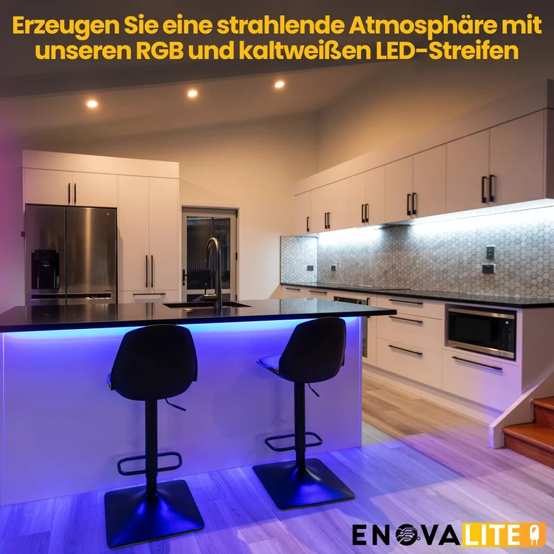 LED-Streifen, RGB und kaltweißes Licht, 5 Meter Länge, IP54, 60 LED/m, 12 V, 10 mm