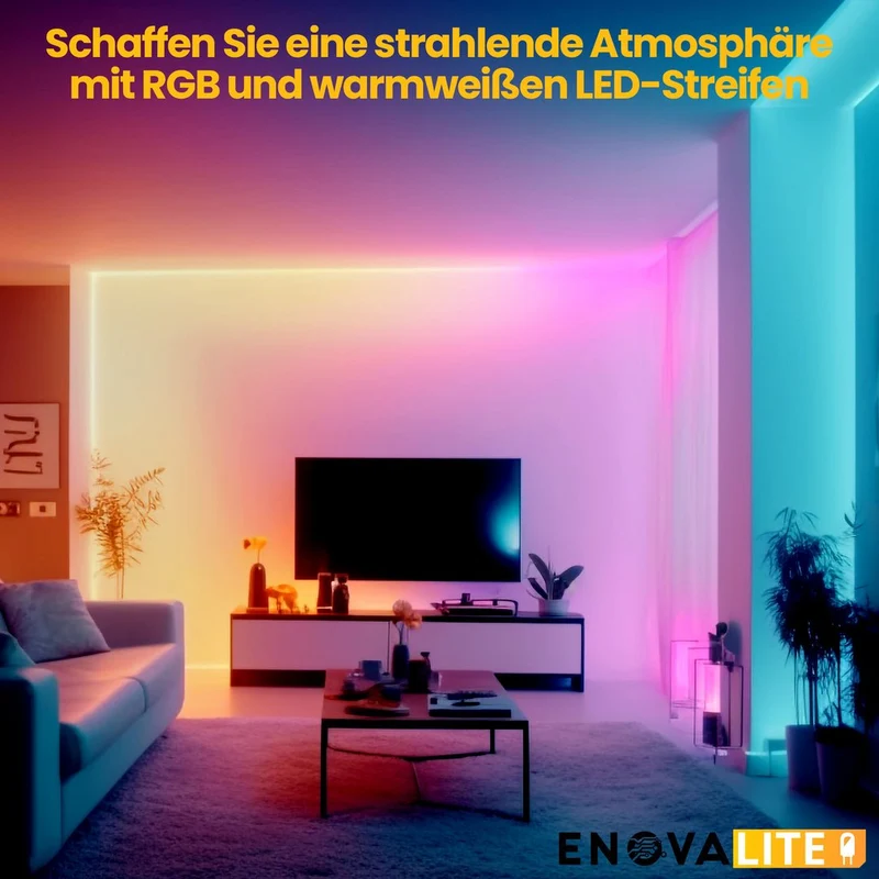 LED-Streifen, RGB und warmweißes Licht, 5 Meter Länge, 60 LED/m, 24 V, 10 mm