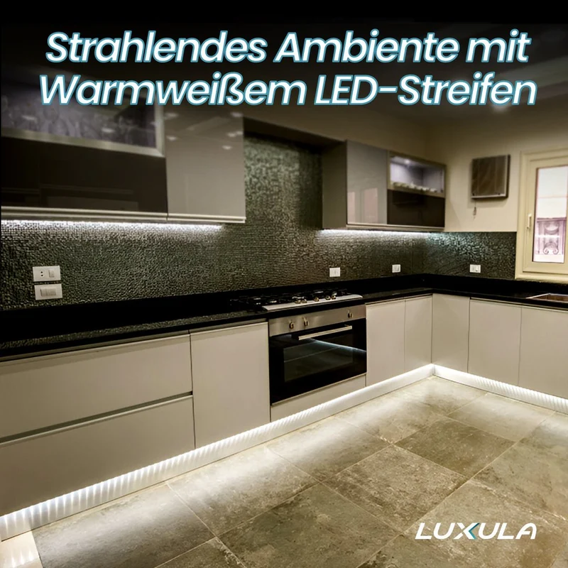 LED-Streifen, 5 m Länge, 2700 K warmweißes Licht, 60 LED/m, 12 V, 8 mm