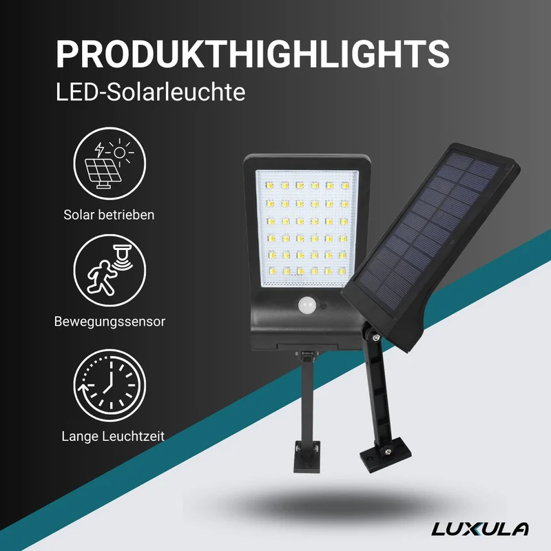 Solar-Wandleuchte mit PIR-Sensor, 8 Stunden Lichtzeit, IP44-geschützt und in kaltweiß