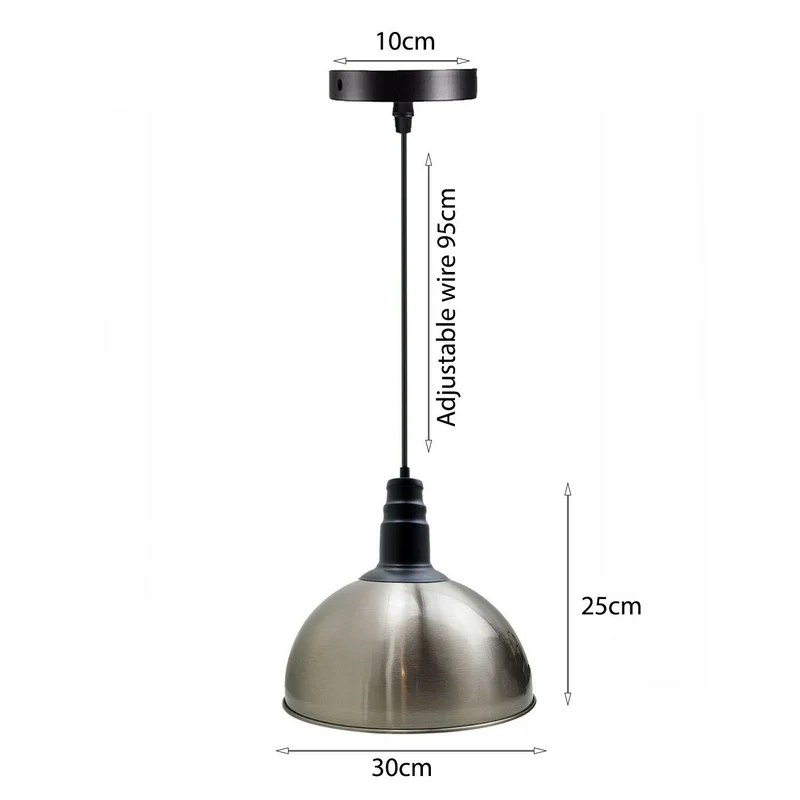 Moderne Pendelleuchte in Nickel satiniert | Kuppelschirm~1358