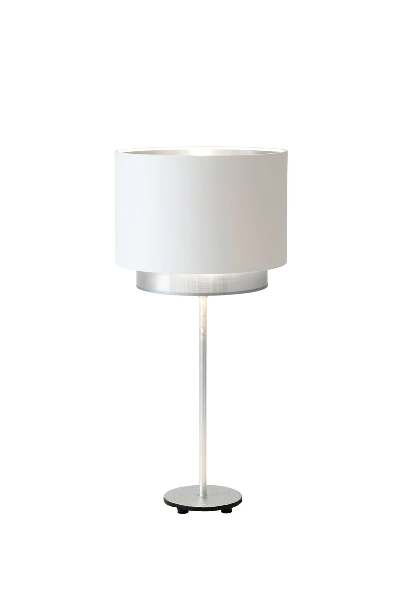 Tischleuchte Mattia Rund Perla Silk mit Schirm
