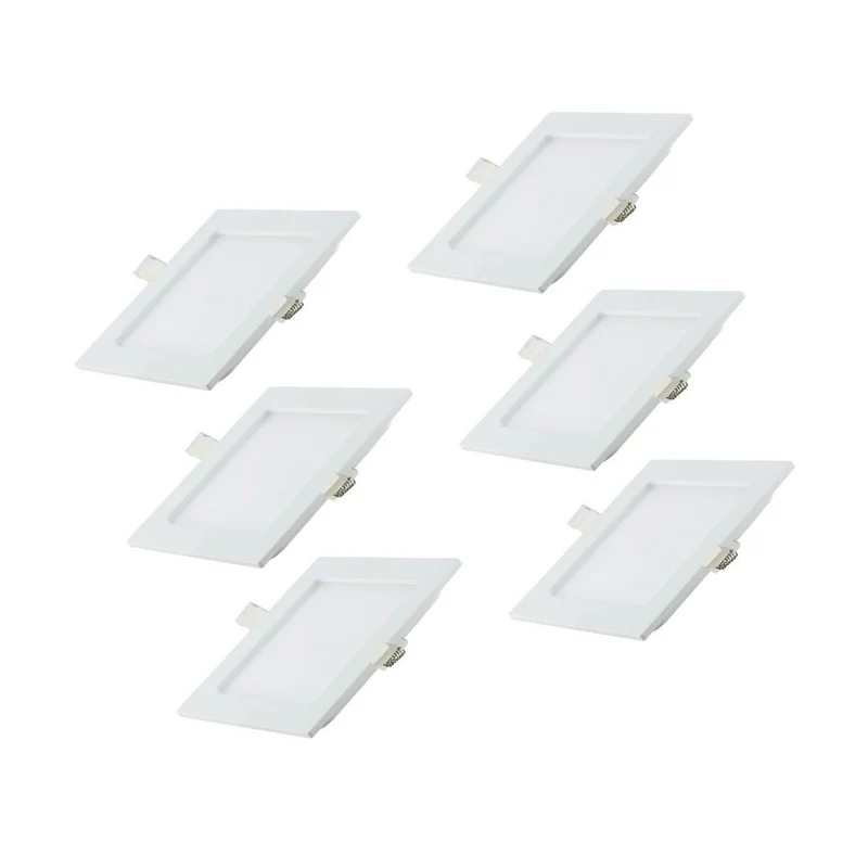 6er Set LED CCT Downlight, 6W, 525 lm, 115x32mm, 3000-4000-6000K einstellbar, mit Diffusor, eckig