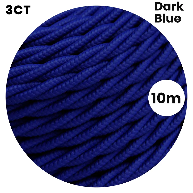 LEDSONE Textilkabel Dunkelblau 3-adrig Gedreht Stoff ~1204
