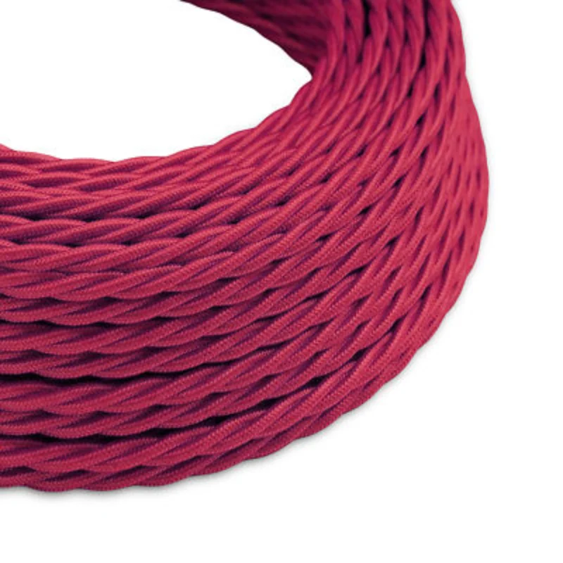 Ledsone Textilkabel 3-adrig Burgund Gedreht Stoffkabel ~1200