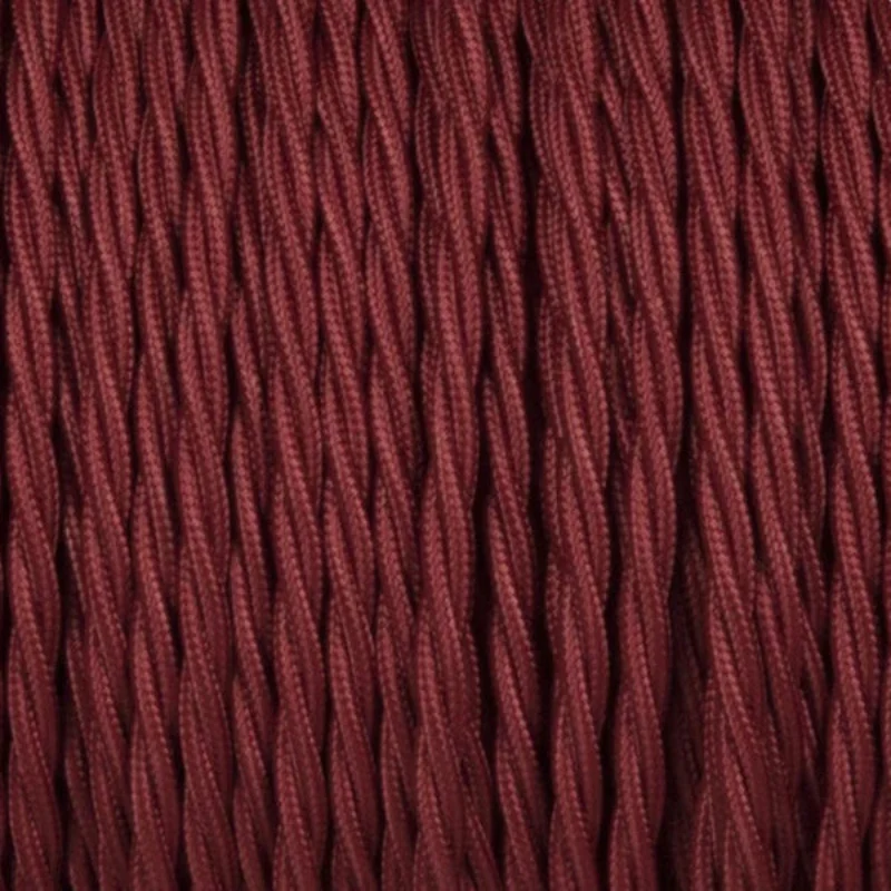 Ledsone Textilkabel 3-adrig Burgund Gedreht Stoffkabel ~1200
