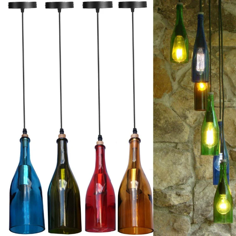 LEDSONE Weinflaschen Hängelampe Glas Pendelleuchte ~1336