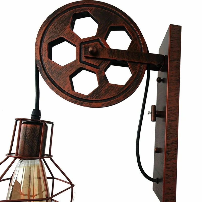 Vintage Wandleuchte aus Holz & Eisen |Rustikal Wandlampe~1327