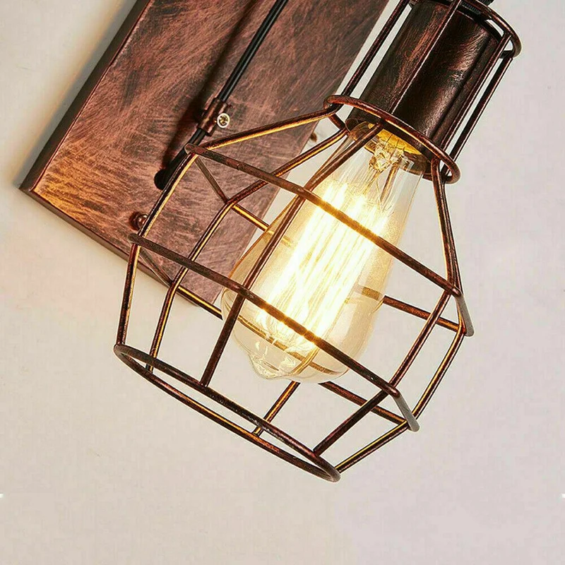 Vintage Wandleuchte aus Holz & Eisen |Rustikal Wandlampe~1327