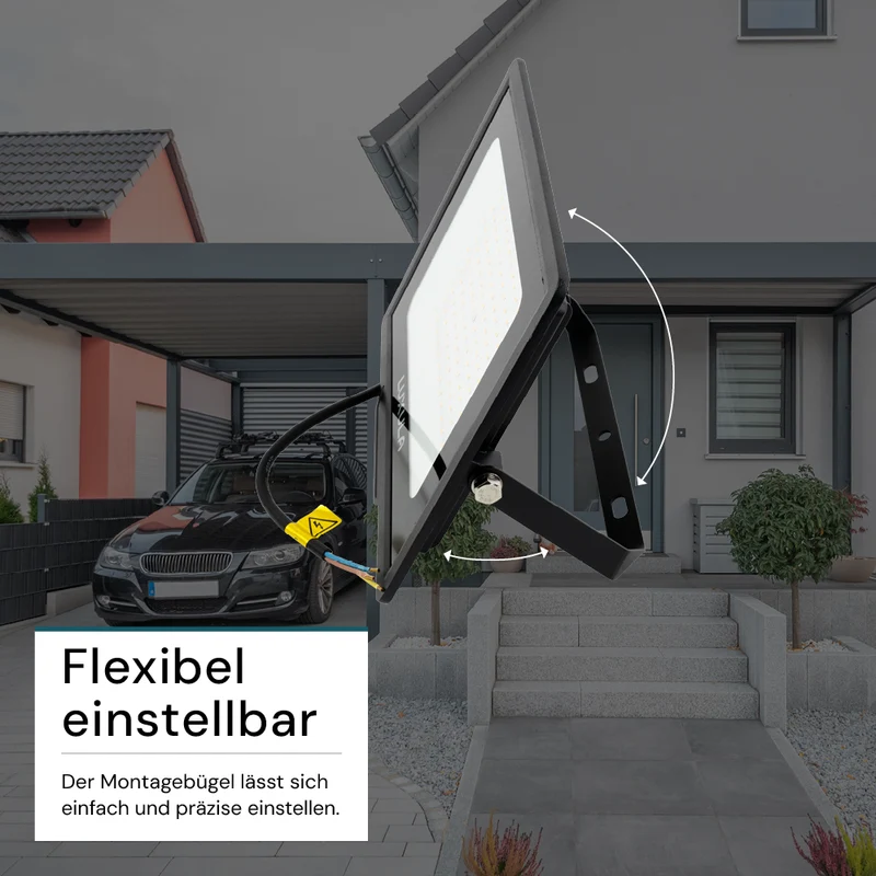 LED-Fluter, 100 W, 4000 K (neutralweiß), 10000 lm, schwarz, IP65