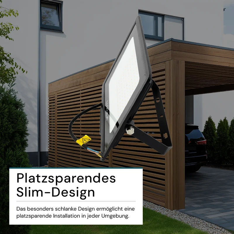 LED-Fluter, 100 W, 3000 K (warmweiß), 10000 lm, schwarz, IP65