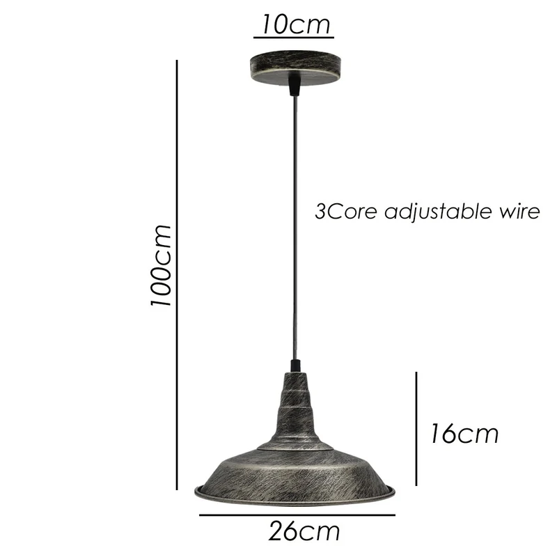 Vintage Pendelleuchte aus Metall – Gebürstetes Silber – Retro Deckenlampe~1319