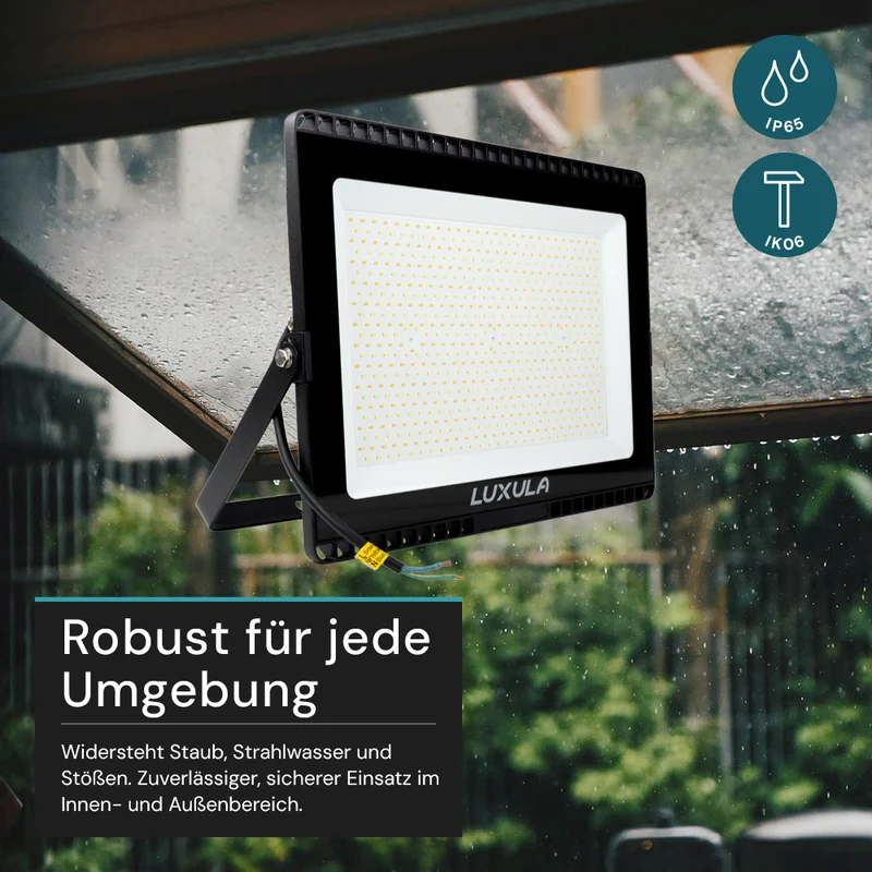 LED CCT Fluter, 300 W, 3000-6500 K (warm-, neutral-, kaltweiß), 30000 lm, schwarz, IP65