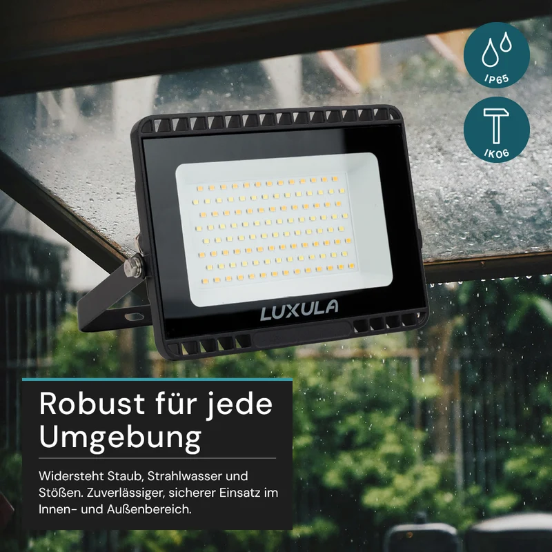 LED CCT Fluter, 50 W, 3000-6500 K (warm-, neutral-, kaltweiß), 5000 lm, schwarz, IP65