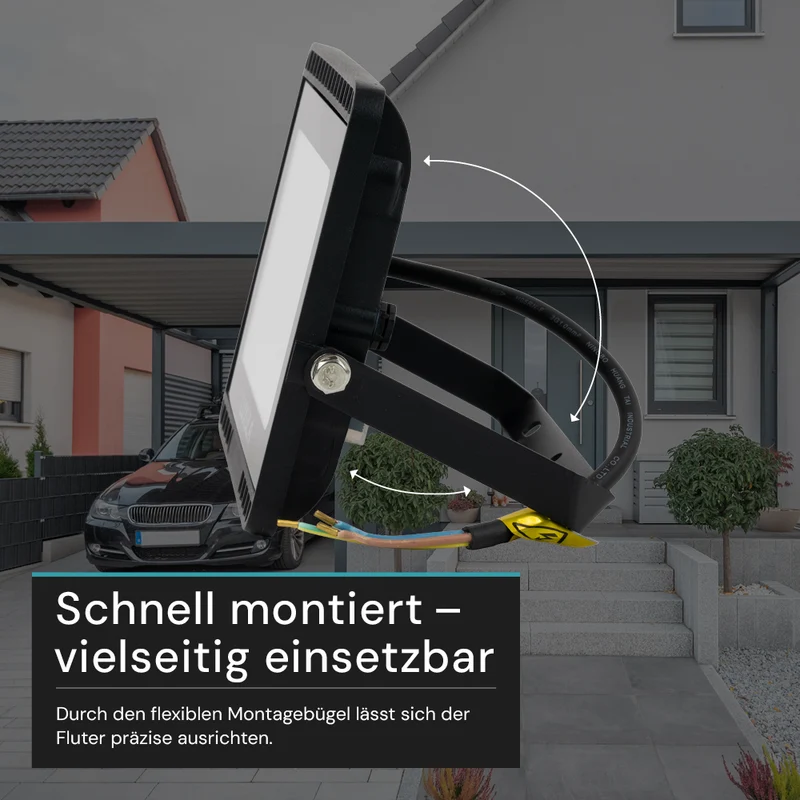 LED CCT Fluter, 50 W, 3000-6500 K (warm-, neutral-, kaltweiß), 5000 lm, schwarz, IP65