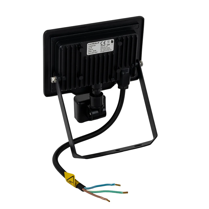LED-Fluter mit Bewegungsmelder, 20 W, 4000 K (neutralweiß), 2000 lm, schwarz, IP65