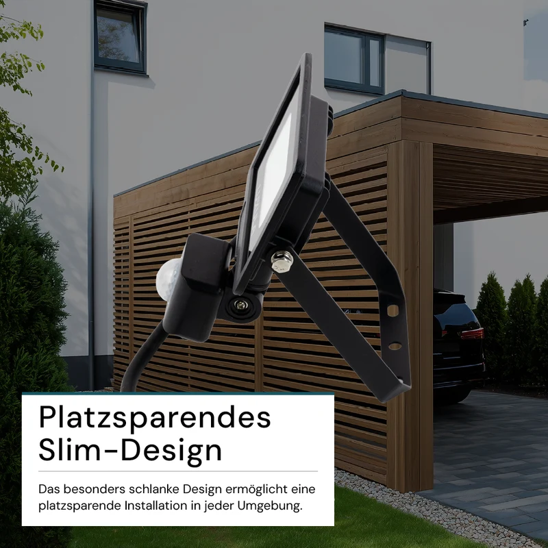 LED-Fluter mit Bewegungsmelder, 10 W, 4000 K (neutralweiß), 1000 lm, schwarz, IP65