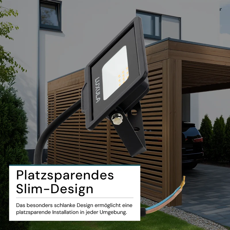 LED-Fluter, 10 W, 3000 K (warmweiß), 1000 lm, schwarz, IP65