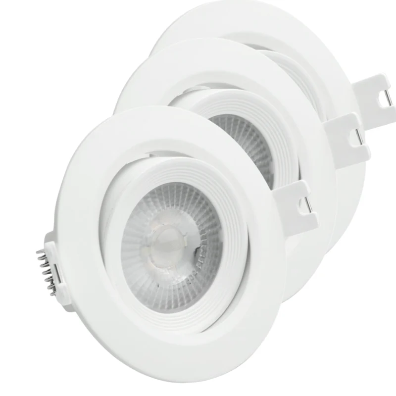 3er Pack LED Downlight 3-Stufen dimmbar per Wandschalter, 5W, 450lm, 38°, IP44, schwenkbar