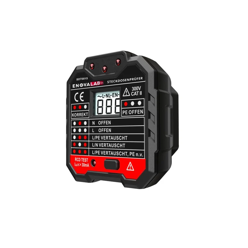 Steckdosentester mit RCD-Prüfung und LCD