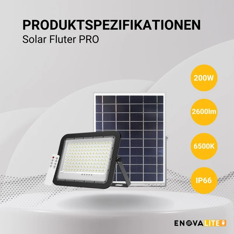 Solarstrahler PRO, LED-Fluter, Solar mit Akku, 20 W PV, 2600 lm, 6500K, IP65, Aludruckguss