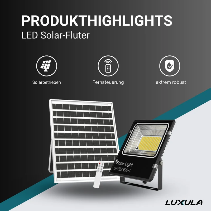 Solarstrahler, LED-Fluter, Solar mit Akku, 6 W PV, 700 lm, 6500K, IP66