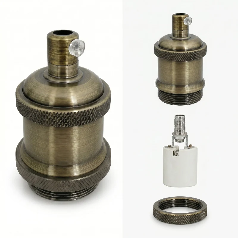 E27 Lampenfassung Vintage Messing Antik Grün | LEDSONE ~1114