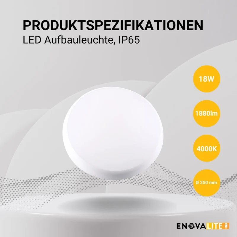 LED Aufbauleuchte, 18 W, 1880 lm, 4000 K, IP65