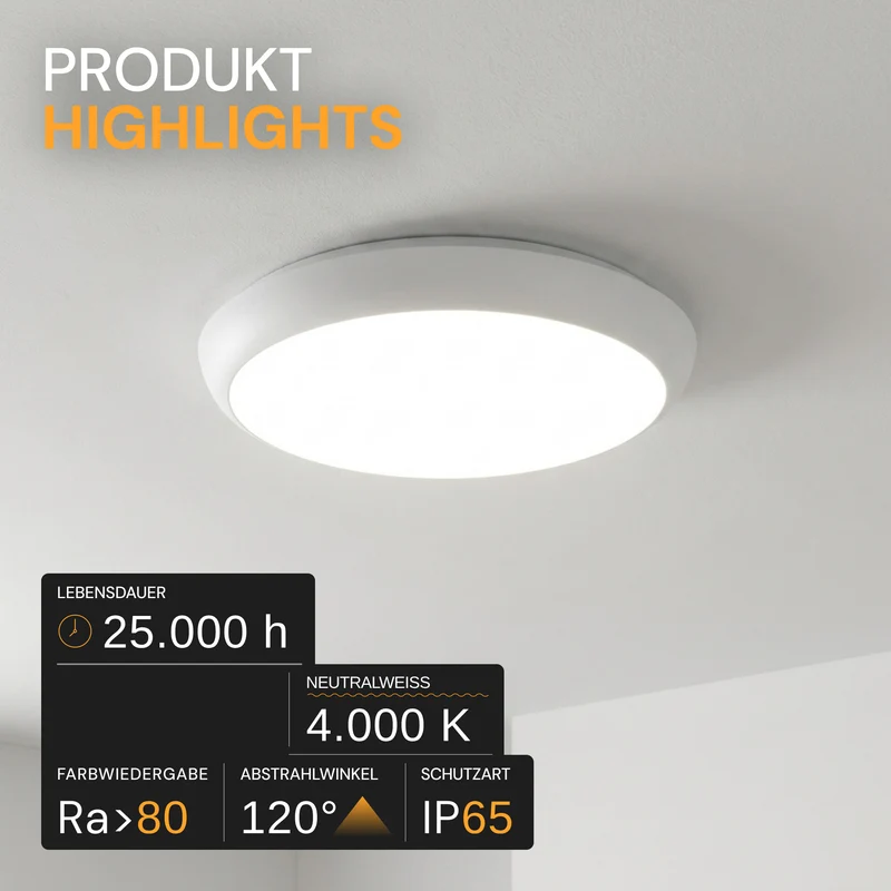 LED Aufbauleuchte, 18 W, 1880 lm, 4000 K, IP65