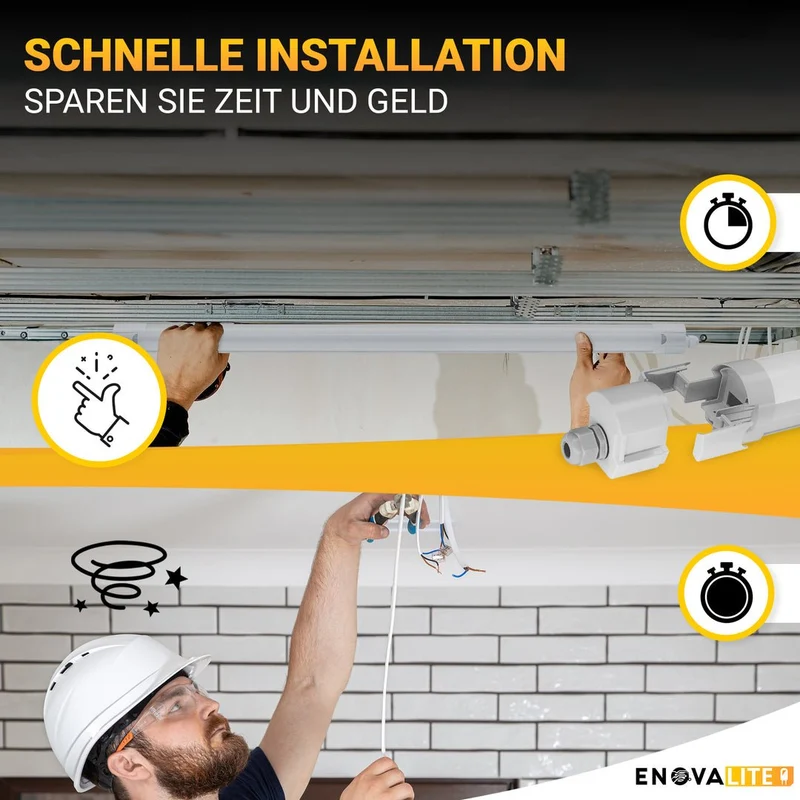 LED Feuchtraumleuchte, 150 cm, 50 W, 6000 lm, neutralweiß 4000 K, IP65, durchschleifbar